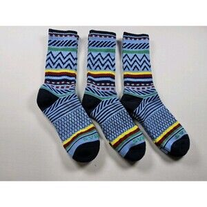 Bombas Pattern All Purpose Calf Socks Lot Of 3 Pairs Size M